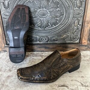 Steven Madden Men's Serpant Alligator Texture‎ Leather Shoe, Size 11